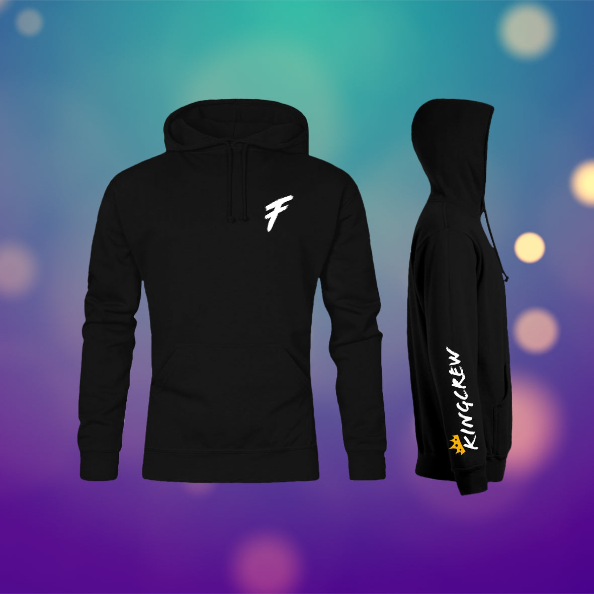 Freasy - Hoody - F vorne klein, Kingcrew rechter Arm